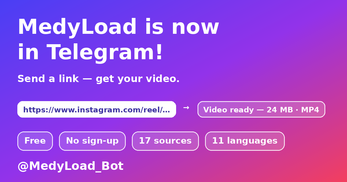 MedyLoad — دانلود ویدیو با ربات Telegram